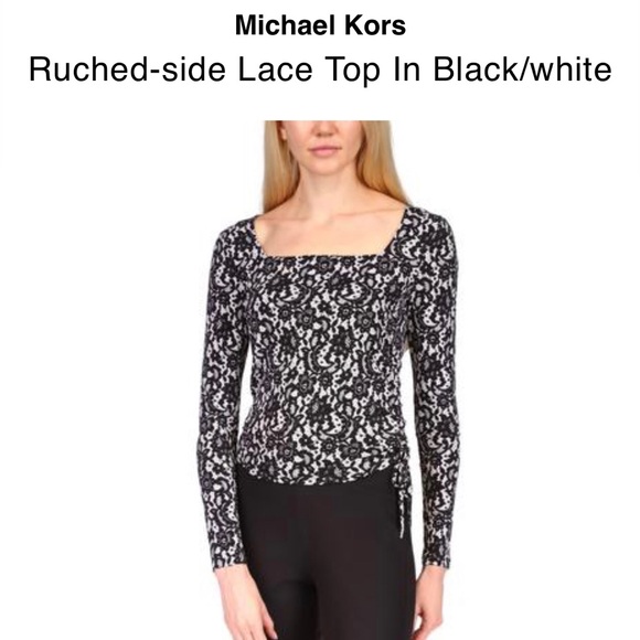 ‼️$5 SALE‼️ MICHAEL KORS Lace Print Side Ruched Top - Picture 6 of 6